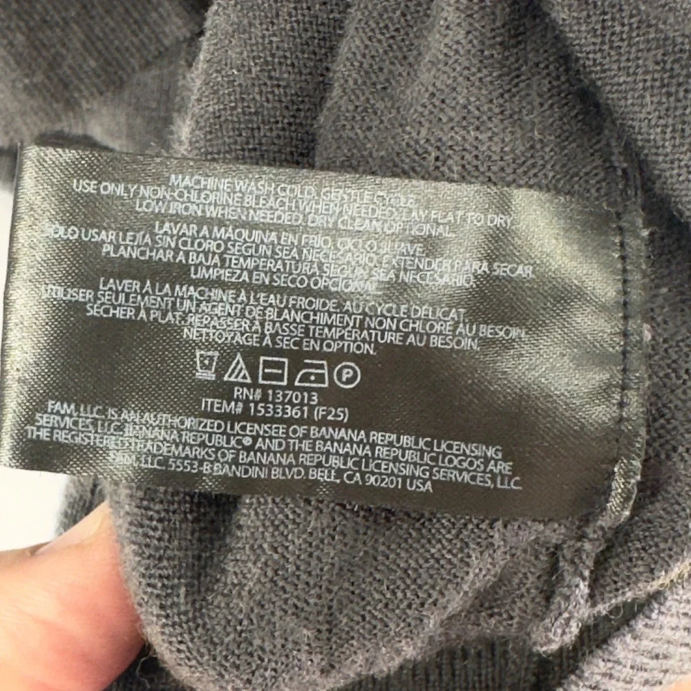 Banana Republic Mens XXL Charcoal Gray Merino Wool Crewneck Pullover Sweater